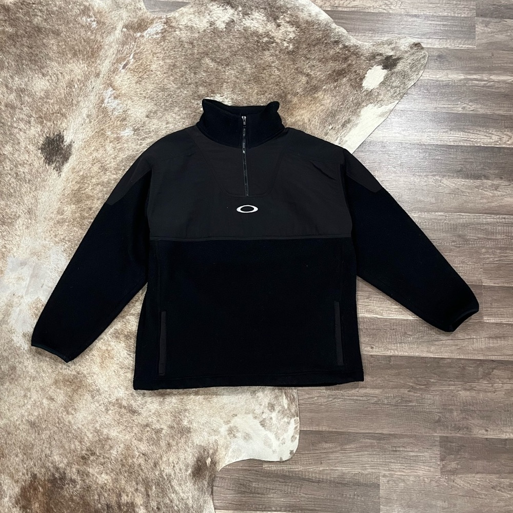 Vintage 90’s Oakley Software Quarter Zip Fleece Center Logo Size L Black